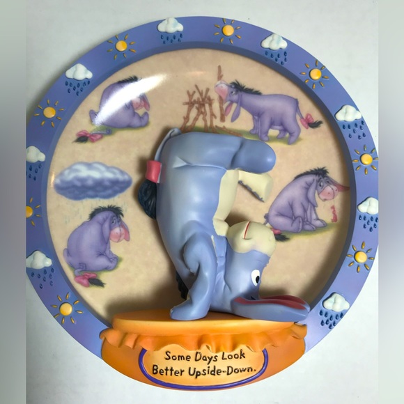 NIB Bradford Exchange Eeyore plate decor Some Days Look Better Upside down - Picture 4 of 14